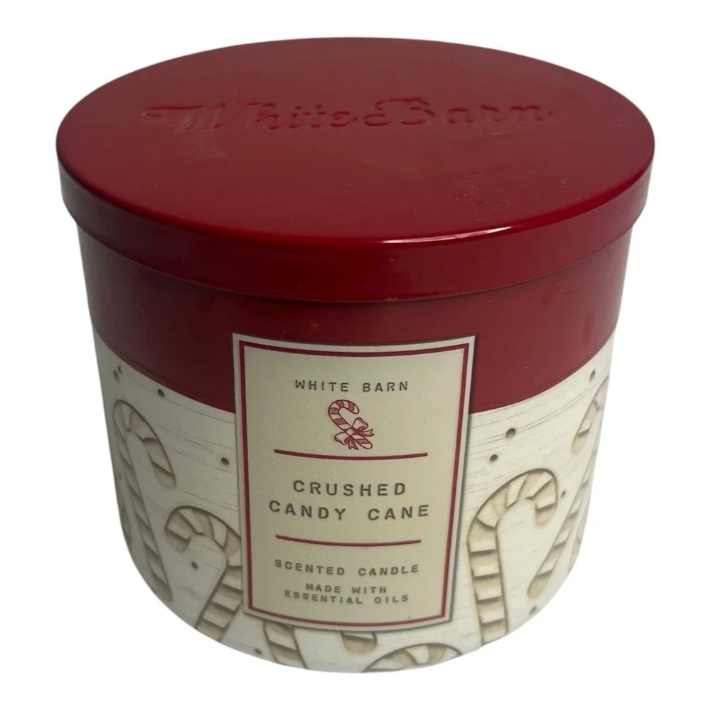 White Barn Bath & Body Works Crushed Candy Cane 3 Wick Scented Candle  14.5 oz
